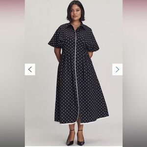 Anthropologie Tobie NWT Black Polka Dot Shirt Dress XL by Exquise
